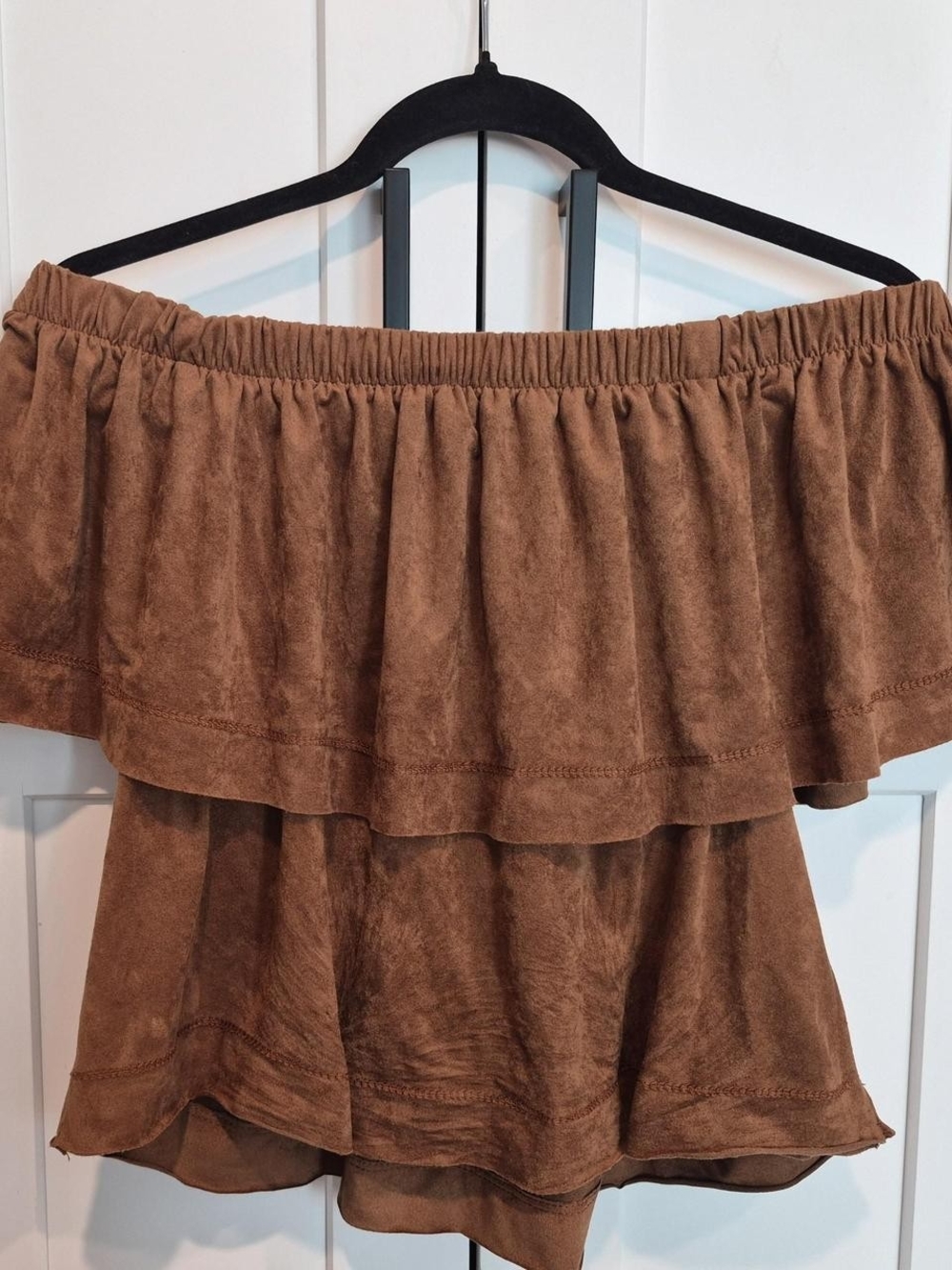 Off-Shoulder Ruffled Brown Women's Top BUY1 GET1 FREE